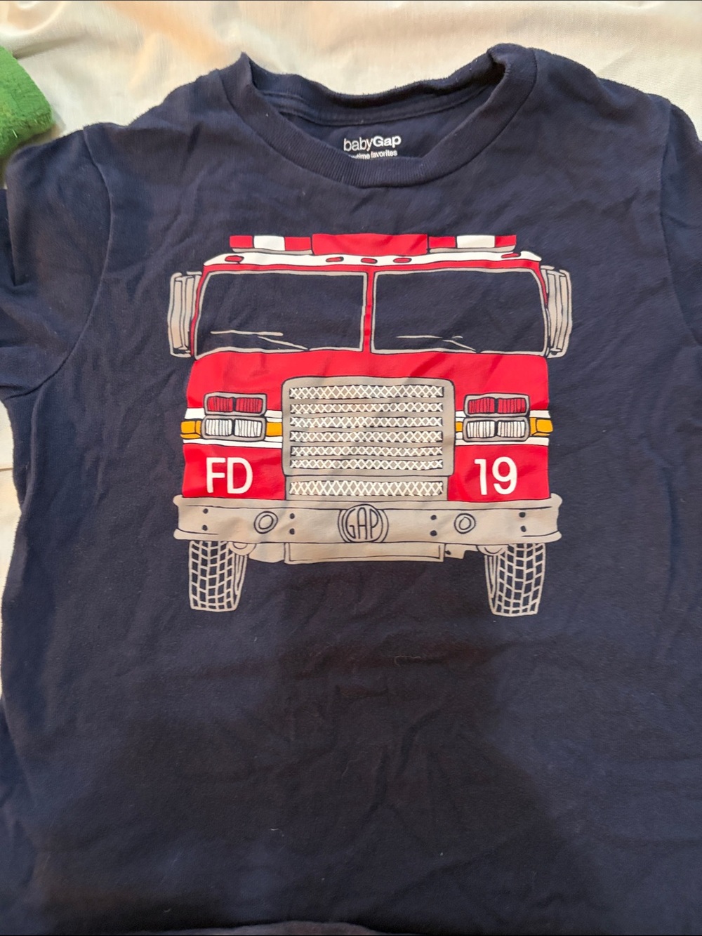 GAP Navy Tee with Red Fire Truck Graphic